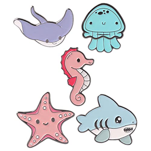 Hemobllo 5 Stck Meerestiere Broschen Cartoon Brosche Anstecknadeln Metall Pins für Kleidung Rucksack Hut Schmuck Dekoration von Hemobllo