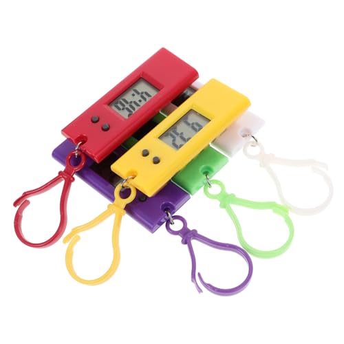 5 Stück Rucksack Clip Uhr Schlüsselanhänger Elektronische Uhren Taschenuhr Schlüsselanhänger für Outdoor Sport Camping Wandern Bitrthday von Hemobllo