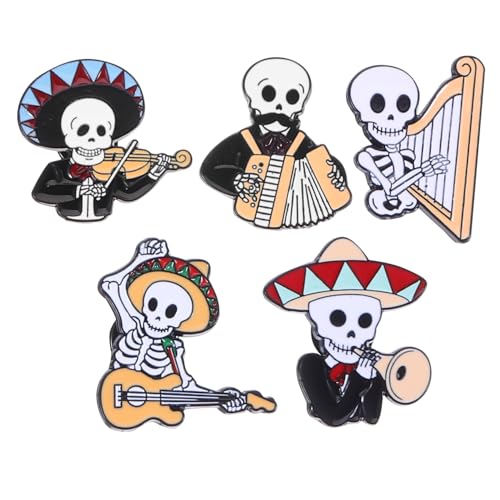 Hemobllo 5 Stück Teiliges Broschen Langlebige Emaille Anstecker Cartoon Skull Design Sicherer Verschluss Vielseitig für Kleidung Taschen Hüte Zubehör für Damen und DIY Dekoration von Hemobllo