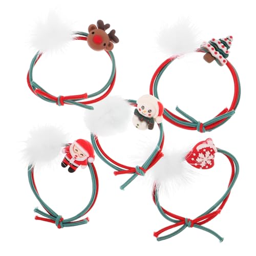Hemobllo 5 Stück Teiliges Niedliche Elastische Weihnachts Haargummis für Mädchen Festliche Ponytail Halter mit Weihnachtsbaum Weihnachtliche Haarschmuck Accessoires für Party und Alltag von Hemobllo