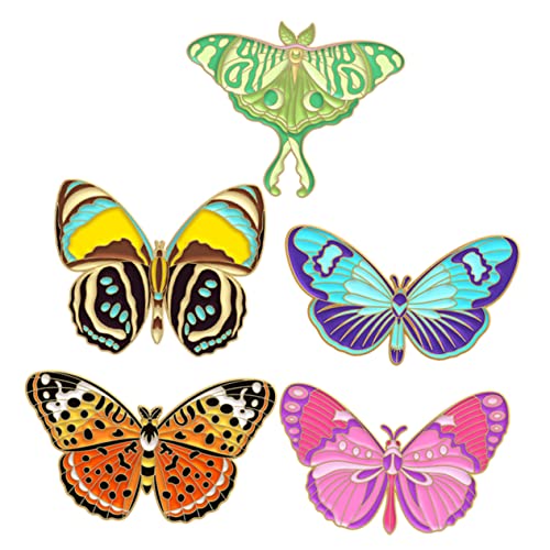 Hemobllo 5 Stück Teiliges Schmetterling Emaille Pins Niedliche Insektenbroschen für Rucksack und Kleidung Leichte Anstecknadeln für Damen und Herren Einfache Befestigung Vielseitiges von Hemobllo