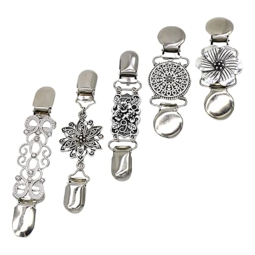 Hemobllo 5 Stück Teiliges Vintage Collar Clips Retro Brooch Cardigan Clip Vielseitige Kleidungsklammern für Pullover Schals Hemden und Mäntel Praktische Strickjacken Verschlüsse in Silber von Hemobllo