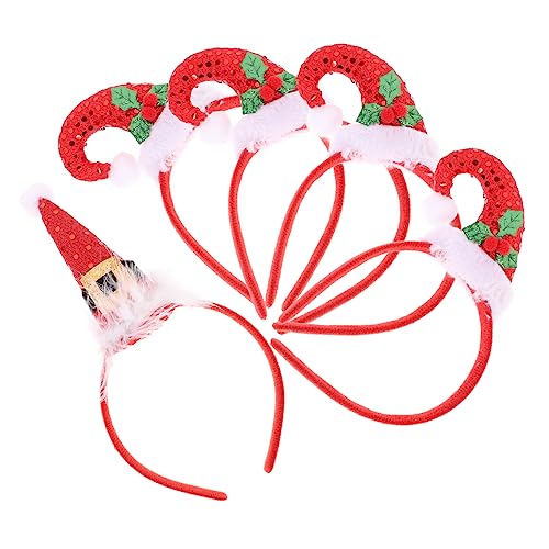 Hemobllo 5 Stück Teiliges Weihnachts Santa Hut Haarband Weihnachtsmütze Stirnband mit Weihnachtlichen Stoffelementen Süßer Haarschmuck für Festliche Partys und Weihnachtsfeiern von Hemobllo