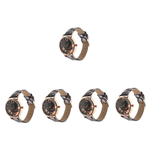 Hemobllo 5stücke Stylische Damen-Armbanduhr Mit Floralem Design Eleganter Quarz-Uhr Für Täglichen Gebrauch Leicht Und Für Büro Und Freizeit von Hemobllo