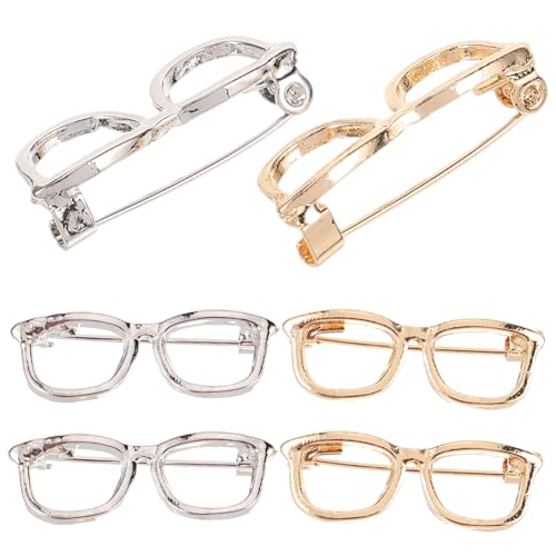 Hemobllo 6 Stück Kreative Brillenbroschen Anstecknadeln Gold und Silber Damen Schmuck Accessoires für Pullover Schals Kleider und Taschen als Party Brosche von Hemobllo
