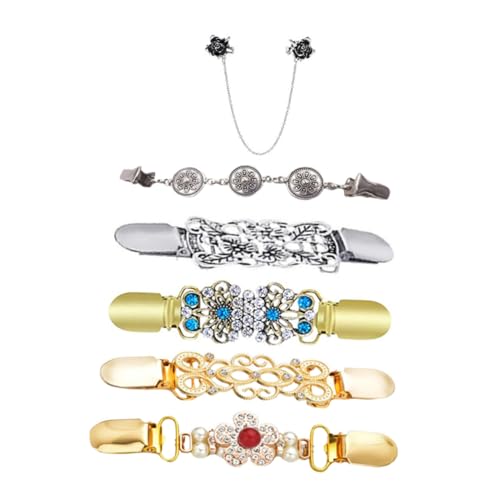 Hemobllo 6 Stück Teiliges Damen Cardigan Clips aus Hochwertiger Legierung Vielseitige Strickjacken und Schalhalter Einfach Anzubringende Modebroschen für Pullover Kleider und Hemden von Hemobllo