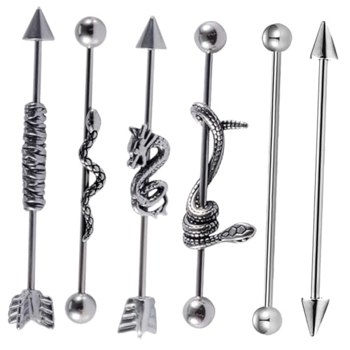 Hemobllo 6 Stück Teiliges Industrial Bar Piercing Ohrringe aus Punk Knorpel Ohrstecker für Damen Vielseitig für Festival Strand und Party Geeignet von Hemobllo