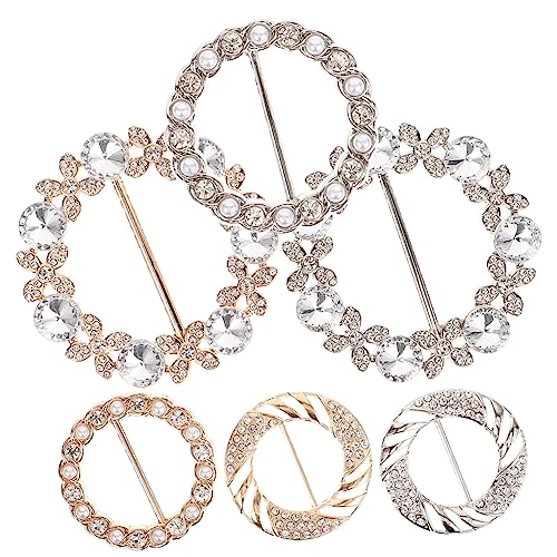 Hemobllo 6 Stück Teiliges Metall Schalclip mit Perlen und Strass Verschleißfeste Runde Tuchspange in Verschiedenen Modischer Schalverschluss für Damen als Stilvolles Outfit Accessoire von Hemobllo