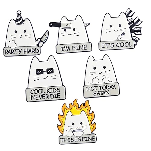 Hemobllo 6 Stück Teiliges Niedliche Katzenbroschen aus Legierung Cartoon Anstecknadeln für Damen Vielseitige Kleidungspins für Pullover Schals Taschen und Rucksäcke Leicht Anzubringen von Hemobllo