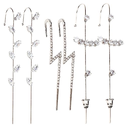 Hemobllo 6 Stück Teiliges Ohrschmuck mit Strasssteinen Silberfarbene und Designs Stylische Ohrclips und Ohrhaken Ohrmanschetten für Damen Geschenkidee zu Geburtstag und Valentinstag von Hemobllo