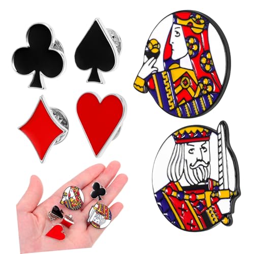 Hemobllo 6 Stück Teiliges Poker Broschen aus Legierung Stilvolle Anstecker mit Spielkarten Motiven Vielseitig für Kleidung Taschen und Sammler Einfach zu Befestigen Elegantes für Damen und von Hemobllo