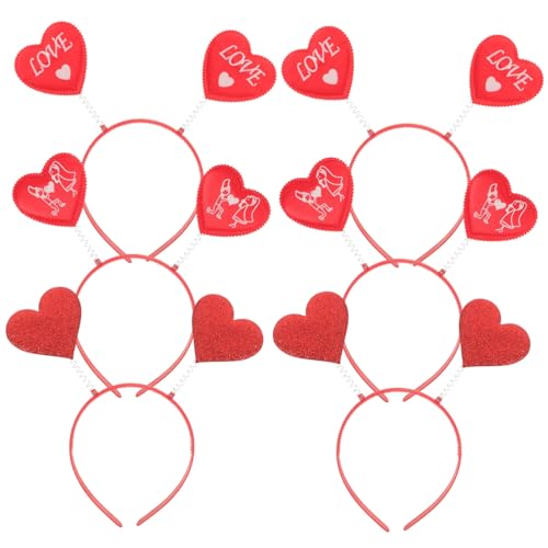 Hemobllo 6 Stück Teiliges Rotes Herz Stirnband Pailletten Haarschmuck Party Kopfschmuck für Valentinstag Fasching Karneval Geeignet Zarte Herz Haarreifen mit Zufälligem Muster von Hemobllo