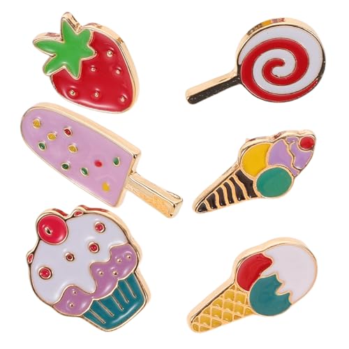 Hemobllo 6 Stück Teiliges Süße Dessert Broschen aus Sommerlegierung Niedliche Eiscreme und Erdbeer Anstecknadeln Farbenfrohe Pins für Jacken Kleider Rucksäcke Modischer Schmuck für von Hemobllo
