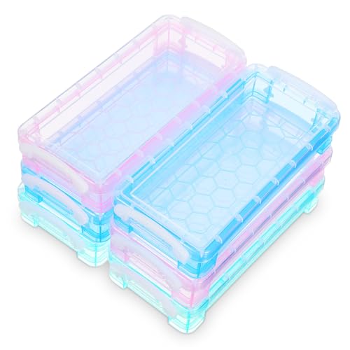 Hemobllo 6 Stück Teiliges Transparentes Federmäppchen Wasserfeste Stiftebox aus Robustem Kunststoff Großer Stauraum für Bleistifte und Stifte und Platzsparend Bunte Aufbewahrungsbox für von Hemobllo