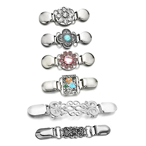 Hemobllo 6 Stück Teiliges Vintage Cardigan Clips mit Blumendekor Strickjacken und Kleid Broschen für Damen Langlebige Legierte Kleidungsschmuck Accessoires Passend für Verschiedene Outfits von Hemobllo