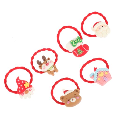 Hemobllo 6 Stück Teiliges Weihnachts Haargummi für Frauen Elastische Ponytail Halter Weihnachtliche Haarschmuck Accessoires mit Santa Rentier und Glocken Festliche Haarbänder für Mädchen von Hemobllo