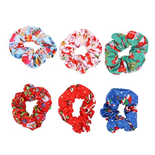 Hemobllo 6 Stück Teiliges Weihnachts Haargummis aus Baumwolle Elastische Weiche Haarringe für Mädchen Festliche Haarbänder in Traditionellen Farben Komfortabel und Langlebig für Party und von Hemobllo