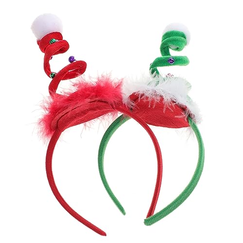 Hemobllo 6 Stück Teiliges Weihnachts Haarschmuck mit Federn Elastische Stirnbänder in Rot und Grün für Festliche Kopfbedeckung für Weihnachtsfeiern und Partyfotos von Hemobllo