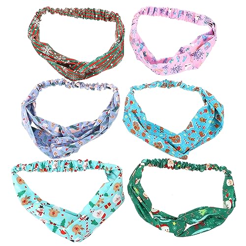 Hemobllo 6 Stück Teiliges Weihnachts Stirnband Elastisch Rutschfest mit Knoten Vielseitig für Sport Yoga Make Up Gesichtspflege und Alltag Festliche Haarbänder Damen Haarschmuck von Hemobllo