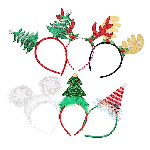 Hemobllo 6 Stück Teiliges Weihnachts Stirnband mit Rentiergeweih und Schneeflocken Festlicher Haarschmuck für Party Cosplay und Weihnachtsfeier Einzigartiges Design Geeignet für Damen und von Hemobllo