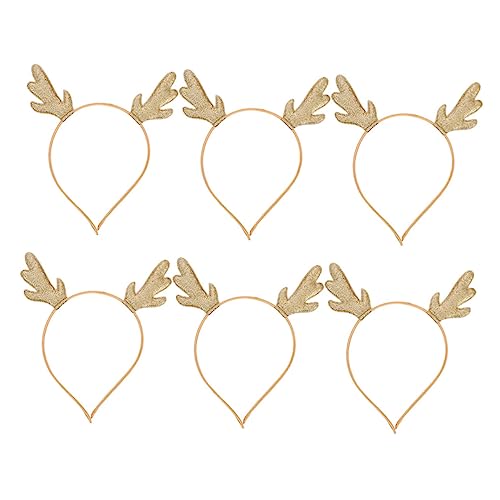 Hemobllo 6 Stück Weihnachts Haarreifen mit Goldfarbenen Rentiergeweihen Leichtes Formstabiles Material Bequemes Haar Accessoire für Fotografie Karneval und Festliche Partys von Hemobllo