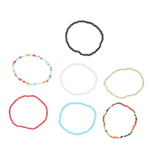 Hemobllo 7 Stück Teiliges Bunte Handgefertigte Perlenarmbänder Elastische Einfache Einzelglieder Handketten Armdekoration für Damen Vielseitig Kombinierbar von Hemobllo
