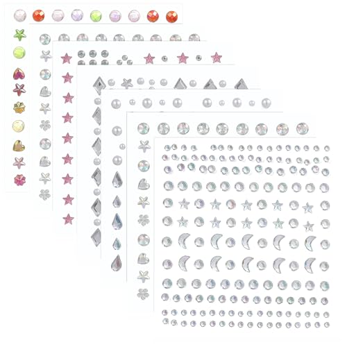 Hemobllo 7Blätter Teiliges Gesichtsaufkleber Selbstklebende Körperschmuck Sticker für Make Up Festivals und Bastelarbeiten Glänzende Strasssteine Verschiedenen Designs von Hemobllo