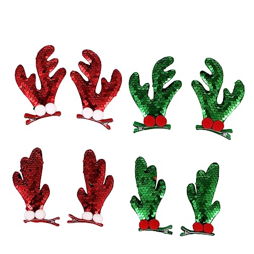 Hemobllo 8 Stück Teiliges Weihnachts Haarschmuck mit Glänzenden Rentier Haarclips für Mädchen Leichte Bequeme Party Haarnadeln im Antler Design Festlich Bunte Haarklammern für Xmas von Hemobllo