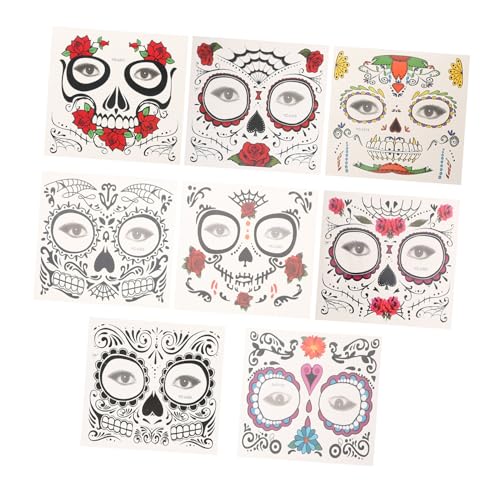 Hemobllo 8Blätter Temporäre Tattoos Aufkleber für Halloween Wasserdichte Gesichtsbemalung Party Dekoration für Cosplay und Day Of The Dead Hautfreundlich Geruchlos Hemobllo 8Blätter Temporäre Tattoos Aufkleber für Halloween Wasserdichte Gesichtsbemalung Party Dekoration für Cosplay und Day Of The Dead Hautfreundlich Geruchlos von Hemobllo