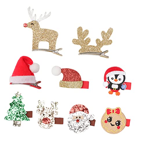 Hemobllo 9 Stück Teiliges Weihnachts Haarspangen mit Rentier und Schneemann Motiven Glitzernde Haarschmuck Dekoration für Mädchen Festliche Haarclips in Bunten Farben Sicher und Geruchlos von Hemobllo