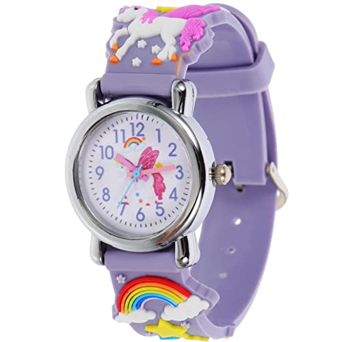 Hemobllo Kinderuhr Einhorn Cartoon Armbanduhr für Mädchen 5-7 Silikonband Quarzuhr Schüleruhr für Kinder Lernuhr mit Klaren Zahlen von Hemobllo