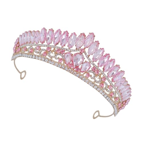 Hemobllo Barock Wasser Krone Haarschmuck Braut Tiara Stirnband Verstellbar Funkelnde Hochzeit für Damen Brautaccessoire in Roségold Edles Design für Feier und Prom von Hemobllo