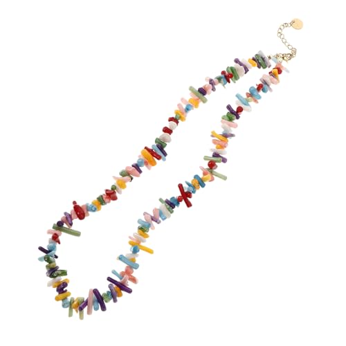 Hemobllo Barockstil Korallen Halskette Damen Bunte Lilafarbene Perlen Strand Schmuck Langlebig Farbecht Vielseitig Urlaub Party von Hemobllo