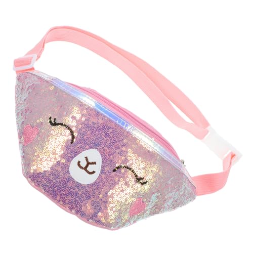 Hemobllo Bauchtasche Mädchen mit Cartoon Katzen Design Verstellbar als Umhängetasche oder Brustbeutel Glänzende Pailletten Langlebiges PU Material Modisch und Praktisch für Jugendliche von Hemobllo