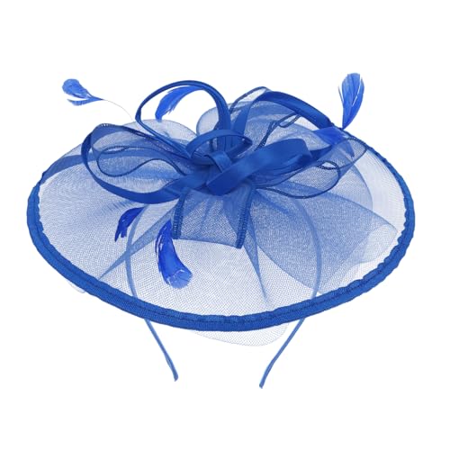 Hemobllo Blaues Fascinator Haarschmuck Mesh Blumen Kopfband Braut Kopfbedeckung für Damen Tea Party Hochzeit Festliche Anlässe von Hemobllo