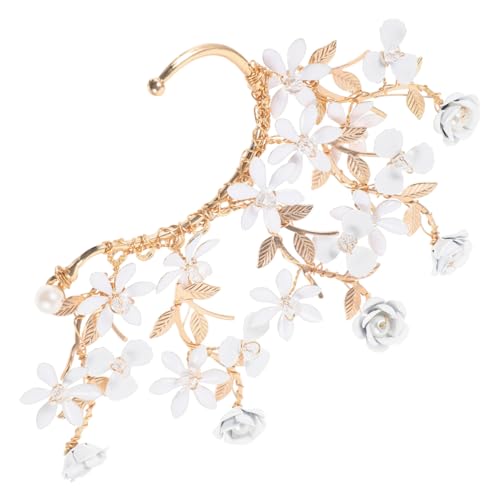 Hemobllo Blumen Ohrklipser Damen Handgefertigt mit Perlen und Kristallen Eleganter Ohrclip für Partys Hochwertiger Ohrschmuck für Frauen und Teenager Geeignet für Hochzeiten und Cosplay von Hemobllo