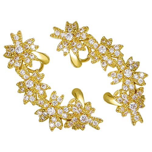 Hemobllo Blumige Ohrclips Damen Ohrschmuck Leicht Ohrmanschetten Piercing Elegant für Party Hochzeit Alltag von Hemobllo