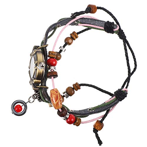 Hemobllo Boho Armband Armbanduhr Retro Armband Quarzuhr Lederuhr Vintage für Frauen Männer Verstellbare Uhr Bohemian Style von Hemobllo