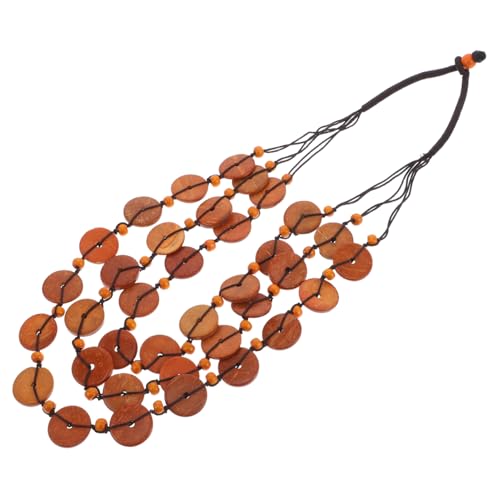Hemobllo Boho Ethnic Statement Halskette Kokosnussschale mit Mehrreihigen Knopfperlen für Damen Trendiger Sommerschmuck Einzigartiges Design für Strand Urlaub Auffälliges von Hemobllo