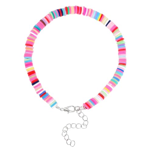 Hemobllo Boho Fußkette Damen DIY Bunte Polymer Clay Fußkettchen Verstellbar Freundschafts Fußschmuck für Frauen Sommer Strand Zubehör von Hemobllo