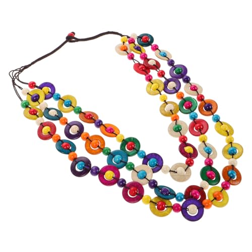 Hemobllo Boho Halskette Handgefertigt Bunte Holzperlen Cocokusschale Vintage Ethno Schmuck für Damen Mädchen Strand Urlaub von Hemobllo