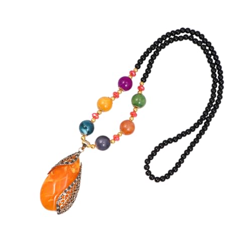 Hemobllo Boho Halskette mit Ovalem Achat Anhänger Bunte Pulloverkette Handgefertigter Vintage Schmuck Modisches Accessoire für Frauen Vielseitiges zu Geburtstag und Muttertag von Hemobllo