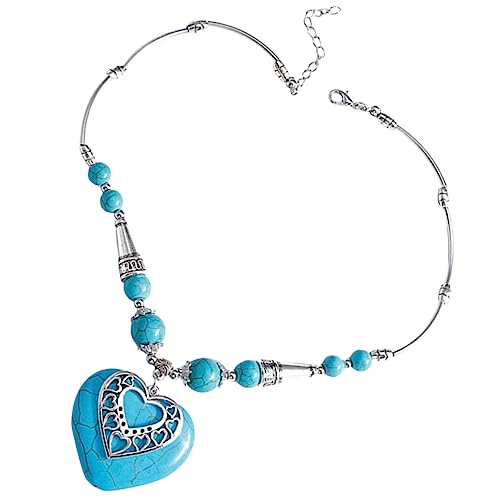 Hemobllo Boho Herz Anhänger Halskette mit Grünem Türkis Filigranes Leichtes Damen Schmuckstück für Alltag und Besondere Anlässe Eleganter Ethno Stil Silberfarben Hemobllo Boho Herz Anhänger Halskette mit Grünem Türkis Filigranes Leichtes Damen Schmuckstück für Alltag und Besondere Anlässe Eleganter Ethno Stil Silberfarben von Hemobllo