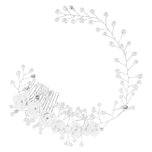 Hemobllo Braut Haarband mit Perlen und Blumen Handgefertigter Haarkamm mit Strass Leichter Haarschmuck für Damen und Mädchen Geeignet für Hochzeit Abschlussball und Festliche Anlässe von Hemobllo