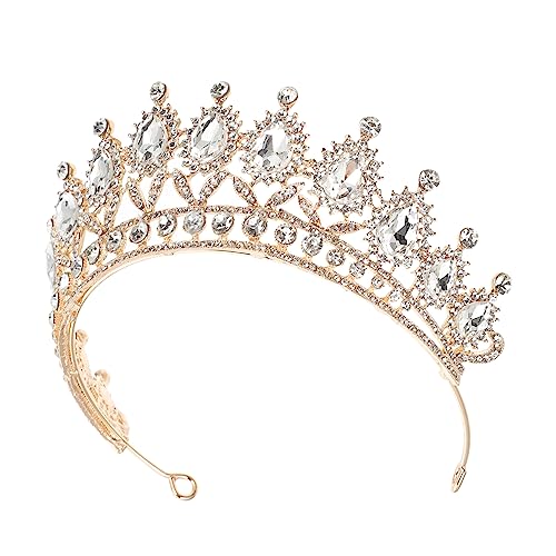 Hemobllo Brautkrone Hochzeit Tiara mit Strasssteinen Haarschmuck für Damen Luxuriöses Accessoire für Brautkleid Abendveranstaltung Party und Festliche Anlässe von Hemobllo