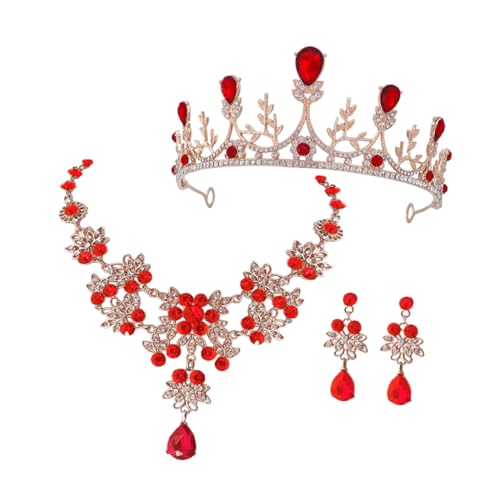 Hemobllo Brautschmuck Set Damen Halskette und Ohrhänger mit Funkelnden Strasssteinen Elegantes Schmuckset für Hochzeit Geburtstag Party Leicht und Komfortabel zu Tragen von Hemobllo