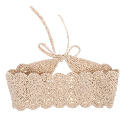 Hemobllo Breites Häkelstirnband aus Baumwolle Atmungsaktiv UV Schutz Vielseitig Tragbar als Haarband Kopftuch oder Gürtel für Damen Leichter Sommerschal mit Floralem Spitzenmuster von Hemobllo