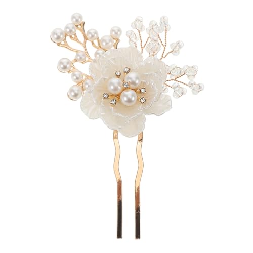 Hemobllo Bridal Hairpins U Förmig Perlen Haarspangen Hochzeits Haarschmuck Damen Blumen Haarnadeln für Braut und Festliche Anlässe Weiß Cremefarben von Hemobllo