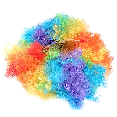 Hemobllo Bunte Clown Perücke Afro Lockenperücke Karneval Kostüm Zubehör Einheitsgröße für Party Bühnenaufführung Fasching von Hemobllo