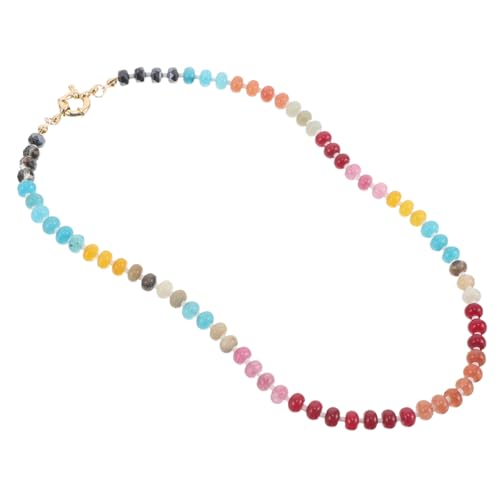 Hemobllo Bunte Edelstein Perlenkette Damen Choker Halskette Farbenfrohe Steinperlen Leichtes Hautfreundliches Design Langlebig Vielseitig für Alltag und Besondere Anlässe von Hemobllo